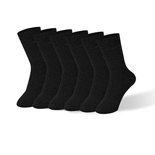 Mens Dress Socks, 98% Cotton Classic Business Socks for Men, Solid Color Lightweight Casual Crew Socks, 6 Pairs Pack