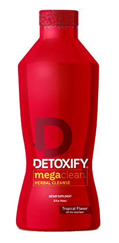 Detoxify Mega Clean Herbal Cleanse – Tropical Flavor – 32 oz – Professionally Formulated Herbal Detox Drink – Enhanced with Milk Thistle Extract, Ginseng Root Extract & Guarana Seed Extract
