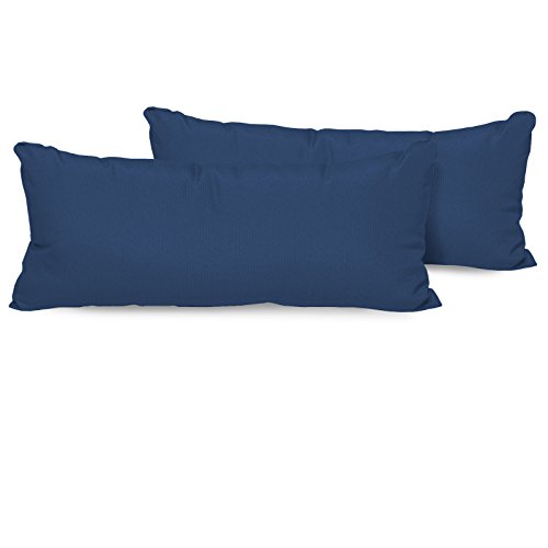 TK Classics Set of 2 Outdoor Rectangle Throw Pillows, Navy