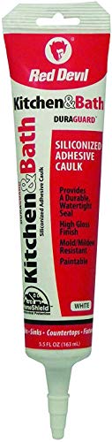 Red Devil 0405 Duraguard Kitchen & Bath Siliconized Acrylic Caulk, 5.5 Oz Squeeze Tube, White, Pack of 1