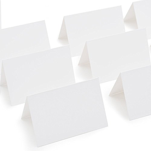 AZAZA 50 Pcs White Blank Place Cards - Textured Table Tent Cards Seating Place Cards for Weddings Banquets Dinner Parties 2.5' x 3.75'