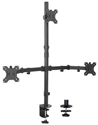 VIVO Triple LCD Monitor Desk Mount Stand Heavy Duty and Fully Adjustable, 3 Screens up to 30 inches (STAND-V003T)