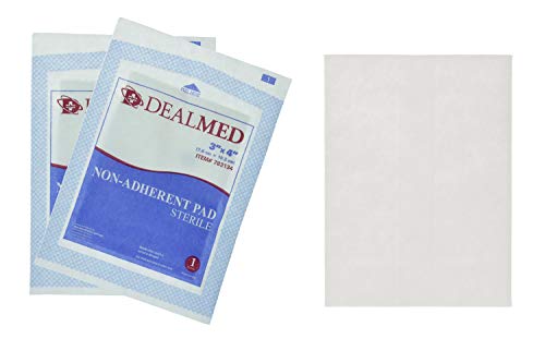 Dealmed Sterile Non-Adherent 3' x 4' Gauze Pads, 100/Box | Non-Adhesive Wound Dressing, Highly Absorbent & Non-Stick, Painless Removal-Switch, Individually Wrapped for Extra Protection