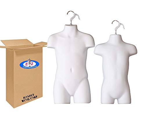 The Competitive Store 8033W 8112W Toddler and Child White Mannequin Forms Set Use with Boys and Girls Clothing 18MO-7 Kid Size