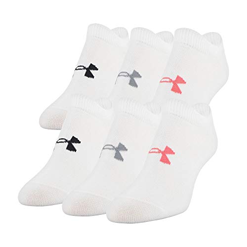 Under Armour Women's Essential 2.0 No Show Socks, 6-Pairs , White Assorted , Shoe Size: Womens 6-9