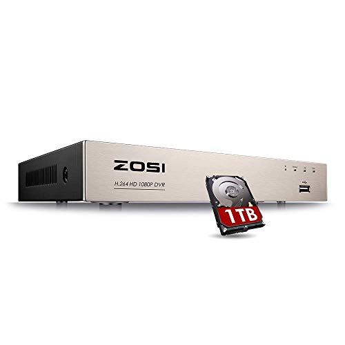 ZOSI 8CH 1080P Surveillance DVR Video recorders with 1TB Hard Drive Supports 4-in-1 HD-TVI CVI CVBS AHD 960H Security Cameras, Motion Detection, Remote Viewing (Renewed)