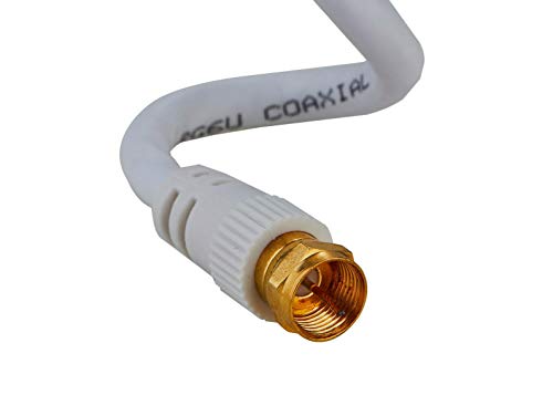 Cables Direct Online RG6 100FT White Coax Cable F Pin Coaxial Tip BNC Extension Wire for Satellite Dish Cable TV Antenna