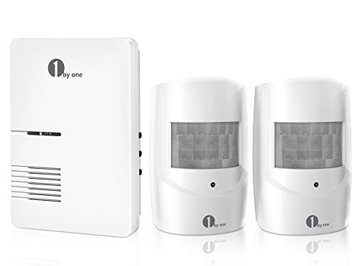 Driveway Alarm, 1byone Motion Sensor 1000ft Operating Range, 36 Melodies, Home Security Alert System with 1 Plug-in Receiver and 2 Weatherproof PIR Motion Detector, Protect Indoor/Outdoor Property