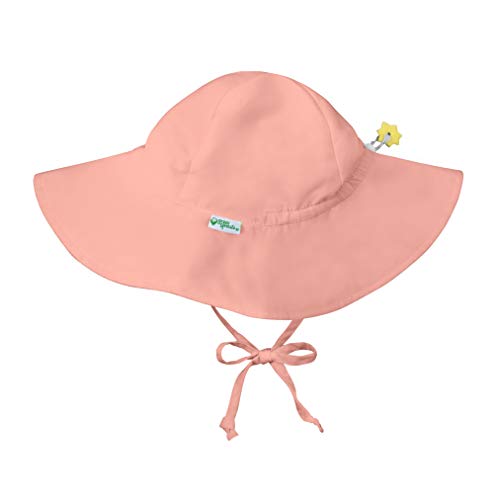 i play. by green sprouts unisex-baby Brim Sun Protection Hat | All-day UPF 50+ sun protection for head, neck, & eyes,Coral,0-6 Months