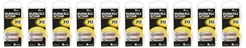 Duracell Activair Hearing Aid Batteries Size 312 (80 Batteries), Brown