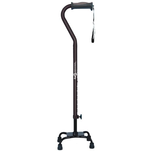 Hugo Adjustable Quad Cane for Right or Left Hand Use, Black, Small Base