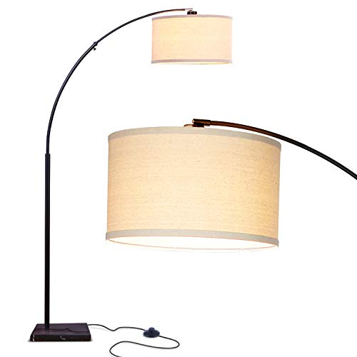 Brightech Logan - Contemporary Arc Floor Lamp w. Marble Base - Over The Couch Hanging Light On Arching Pole - Modern Living Room Lighting Matches Decor & Gets Compliments - Black