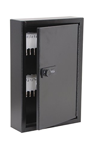 AdirOffice Steel Key Cabinet - Heavy Duty Key Safe - Security Lock Box with Combination Lock - Sturdy Security Box - Holds 40 Keys (Black)