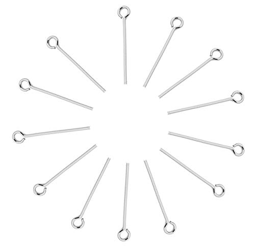 Royee 100 Pcs Eye Pins Metal Wire Open Eye Head Pins Needle for Beading DIY Craft Art Earring Pendant Necklace Jewelry Finding Making Bracelet Decoration Accessories (Silver)