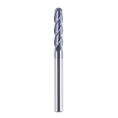 SpeTool 4 Flutes Ball Nose End Mill Solid Carbide CNC Router Bits 1/4 Inch Shank with 3 Inch Long Spiral Milling Tool