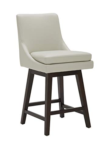 CHITA Counter Height Swivel Barstool, Upholstered Leather Bar Stool, 26' H Seat Height, Creamy Gray