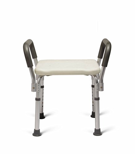 Medline Bath Bench Shower Seat with Padded Armrests, Great for Bathtubs, Supports up to 350 lbs