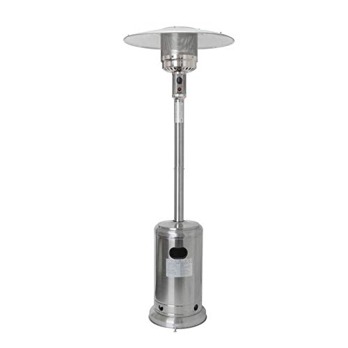 Stainless Steel Patio Heater with Wheels and Table Large, 88 inch Outdoor Propane Standing Heater (Silver)