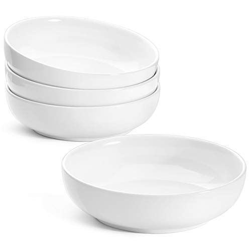 LE TAUCI Pasta Bowls Ceramic Salad Bowl, Large Serving Bowl Set 45 Ounce - Set of 4, White