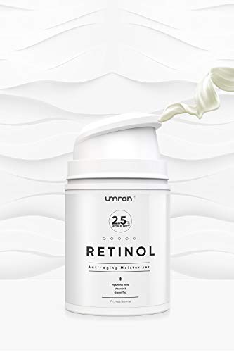 UMRAN Premium Retinol Cream, Anti-Aging Moisturizer Cream 2.5% for Face and Eye Care, Anti-Wrinkle Essence with Hyaluronic Acid, Day and Night Cream, Vitamin E and Green Tea, 50ml, 1.7 Fl.Oz