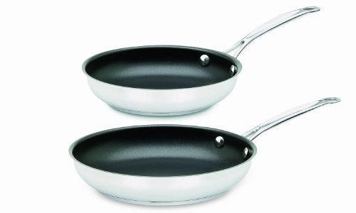 Cuisinart Chef's Classic Stainless Nonstick 2-Piece 9-Inch and 11-Inch Skillet Set - Black And Silver