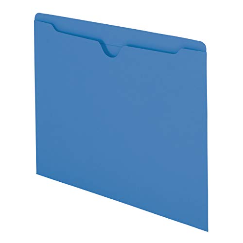 Smead File Jacket, Reinforced Straight-Cut Tab, Flat-No Expansion, Letter Size, Blue, 100 per Box (75502)