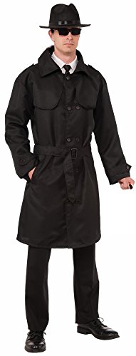 Forum Novelties Men's Secret Agent Spy Trench Coat, Black, One Size