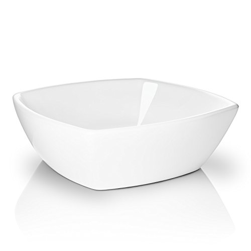 Miligore 16' x 16' Flared Square White Ceramic Vessel Sink - Modern Above Counter Bathroom Vanity Bowl