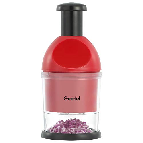 Geedel Food Chopper, Easy to Clean Manual Hand Chopper Dicer, Slap Press Chopper Mincer for Vegetables Onions Garlic Nuts Salads and More - Save Your Prep Time