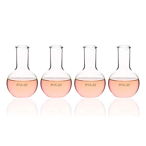 ULAB Glass Wine Decanters, Flat Bottom, 8.45oz Flask, Borosilicate 3.3 Glass Material, Pack of 4, UBF1013