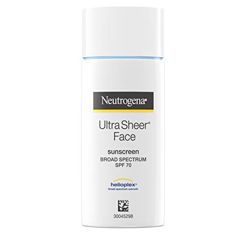 Neutrogena Ultra Sheer Liquid Daily Facial Sunscreen with Broad Spectrum SPF 70, Non-Comedogenic, Oil-Free & PABA-Free Weightless UVA/UVB Sun Protection, 1.4 fl. oz