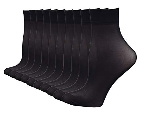 Fitu Women's 10 Pairs Pack Nylon Ankle Tights Hosiery Socks (Black) One Size Black