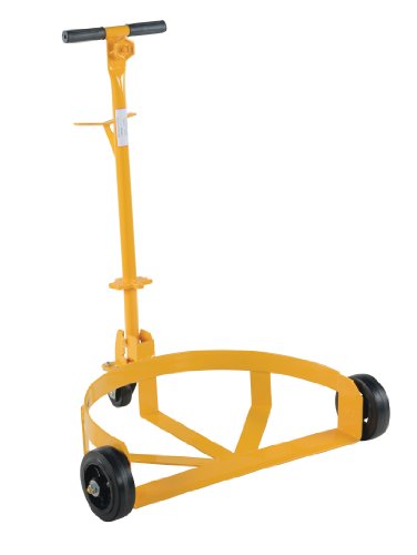 Vestil LO-DC-MR Lo-Profile Drum Caddie with Bung Wrench Handle and Mold-on-Rubber Wheel, Steel, 21-5/8' Length, 31-5/8' Width, 37-5/8' Height, 1000 lbs Capacity,Yellow