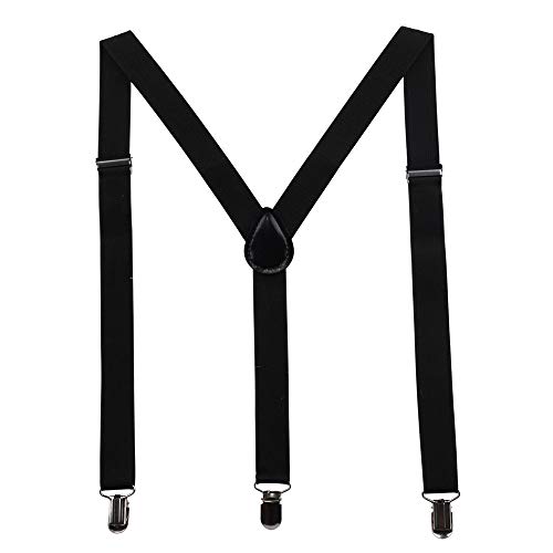 GHCHOL Adjustable Elastic Y Back Style Suspenders for Men and Women for Wedding&Party (Black)