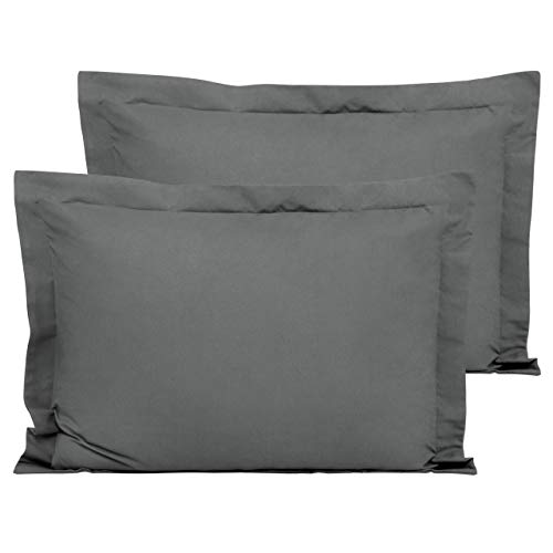 FLXXIE 2 Pack Microfiber Standard Pillow Shams, Ultra Soft and Premium Quality, 20' x 26' (Dark Grey, Standard)