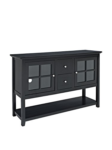 WE Furniture Rustic Farmhouse Wood Buffet Storage Cabinet Living Room, 52 Inch, Black