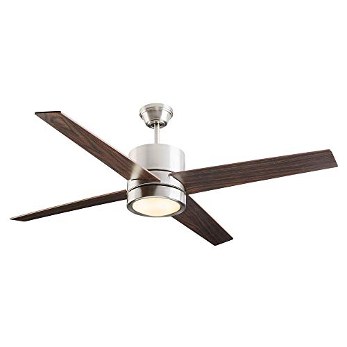 NOMA Ceiling Fan with Light | Reversible Maple or Distressed Walnut Blades | Dimmable with Remote | Brushed-Nickel Finish, 52-Inch