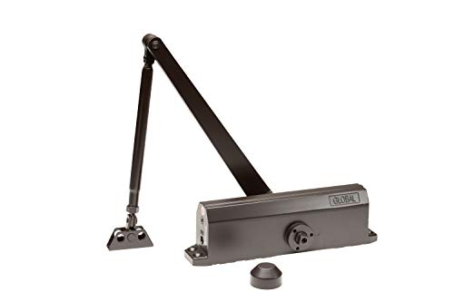 Global Door Controls Compact Commercial Door Closer in Duronotic with Adjustable Spring Tension and Backcheck - Size 5