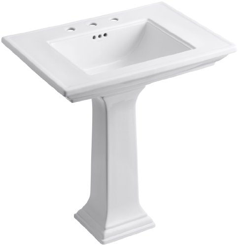 KOHLER K-2268-8-0 Memoirs Pedestal Bathroom Sink with 8' Centers and Stately Design, White