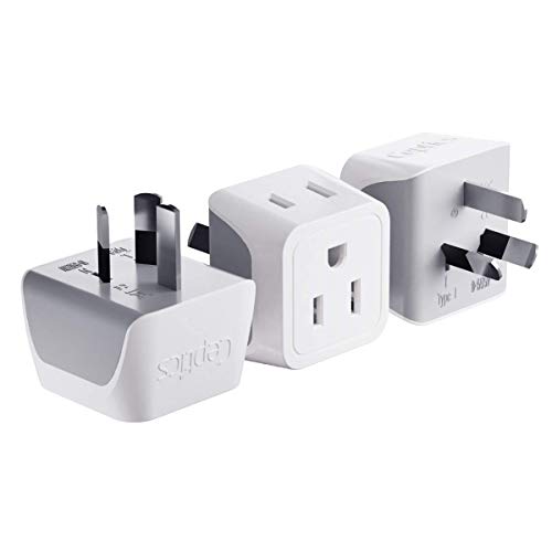 Australia, New Zealand, China Travel Adapter Plug by Ceptics with Dual USA Input - Type I (3 Pack) - Ultra Compact - Safe Grounded Perfect for Cell Phones, Laptops, Camera Chargers and More (CT-16)