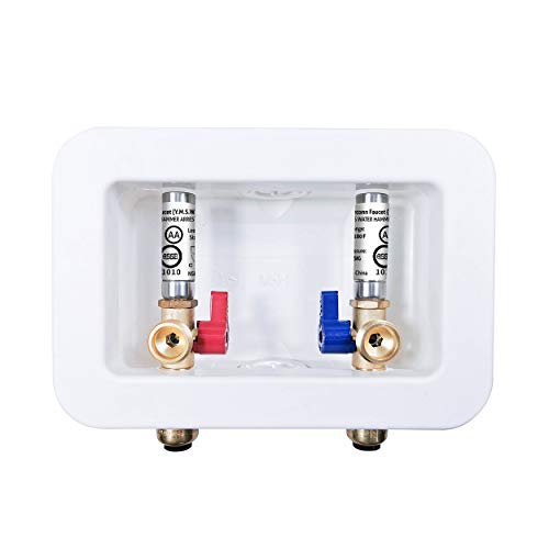 Dyconn Washing Machine Outlet Box with Water Hammer Arrestor, 1/2 inch x 3/4 inch MHT (Push-to-Connect)