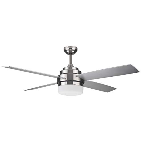 Design House 157354 Cali 52-inch Contemporary Indoor Ceiling Fan with LED Light Kit, Wall Control, Brushed Nickel, 10 Piece