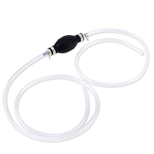 KATUMO Gasoline Siphone Hose, Gas Oil Water Fuel Transfer Siphon Pump, Portable Widely Use Hand Fuel Pump, Fuel Transfer Pump with 2 Durable PVC Hoses