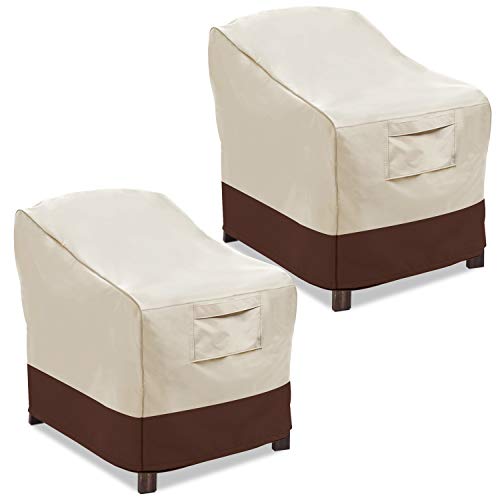 Vailge Patio Chair Covers, Lounge Deep Seat Cover, Heavy Duty and Waterproof Outdoor Lawn Patio Furniture Covers (2 Pack - Medium, Beige & Brown)