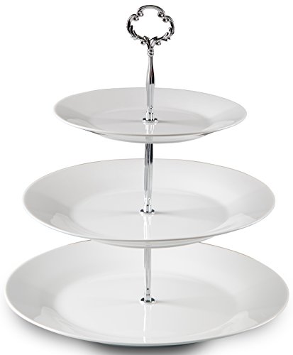 Klikel 3 Tiered Serving Stand -silver Serving Tray For Parties - Round Platter For Cupcakes Fruits Dessert or Tea - Cake Pop Stand And Buffet Server