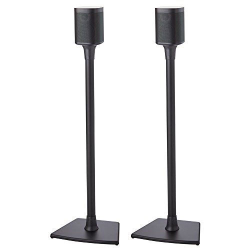 Sanus Wireless Sonos Speaker Stand for Sonos One, Play:1, Play:3 - Audio-Enhancing Design with Built-in Cable Management - Pair (Black) - WSS22-B1