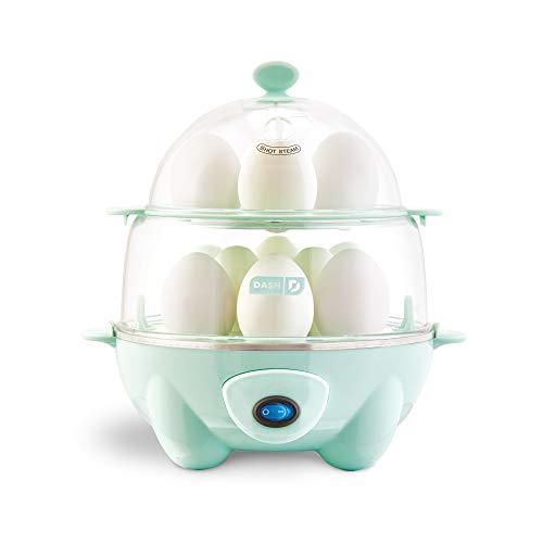 Dash Deluxe Rapid Egg Cooker: Electric, 12 Capacity for Hard Boiled, Poached, Scrambled, Omelets, Steamed Vegetables, Seafood, Dumplings & More, with Auto Shut Off Feature, Aqua