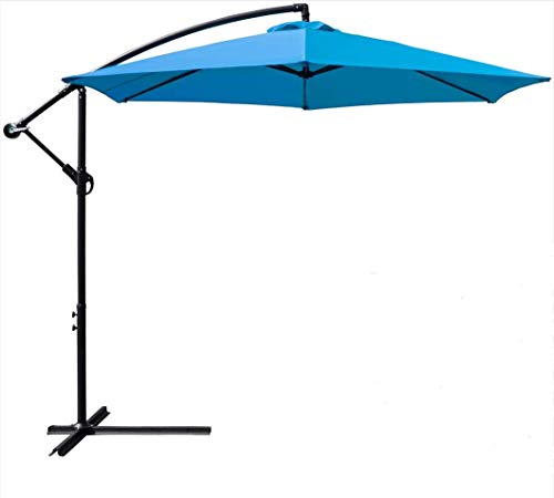 Homall 10FT Patio Cantilever Umbrella Outdoor Offset Hanging Market Umbrellas with Crank & Cross Base for Backyard, Garden, Deck, Lawn and Pool (Blue)