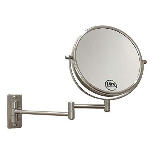 LANSI 10x/1x Wall Mounted Magnifying Mirror, Double-Side Mirrors for Wall,Satin Nickel