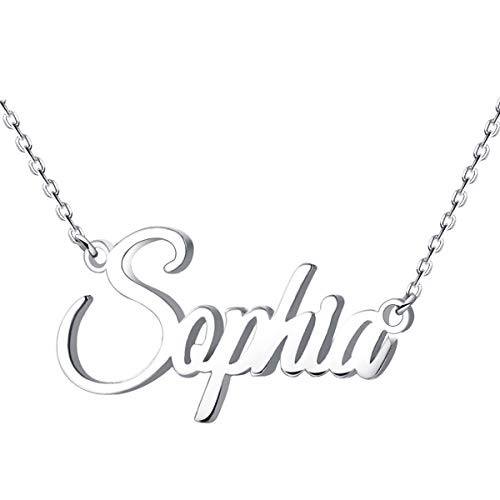 Name Necklace Personalized, Custom Made Nameplate Necklace Dainty Sterling Silver Gift for Mother Girlfriend